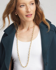 Chico's Jewelry Faux Pearl Single-Strand Link Chain Necklace