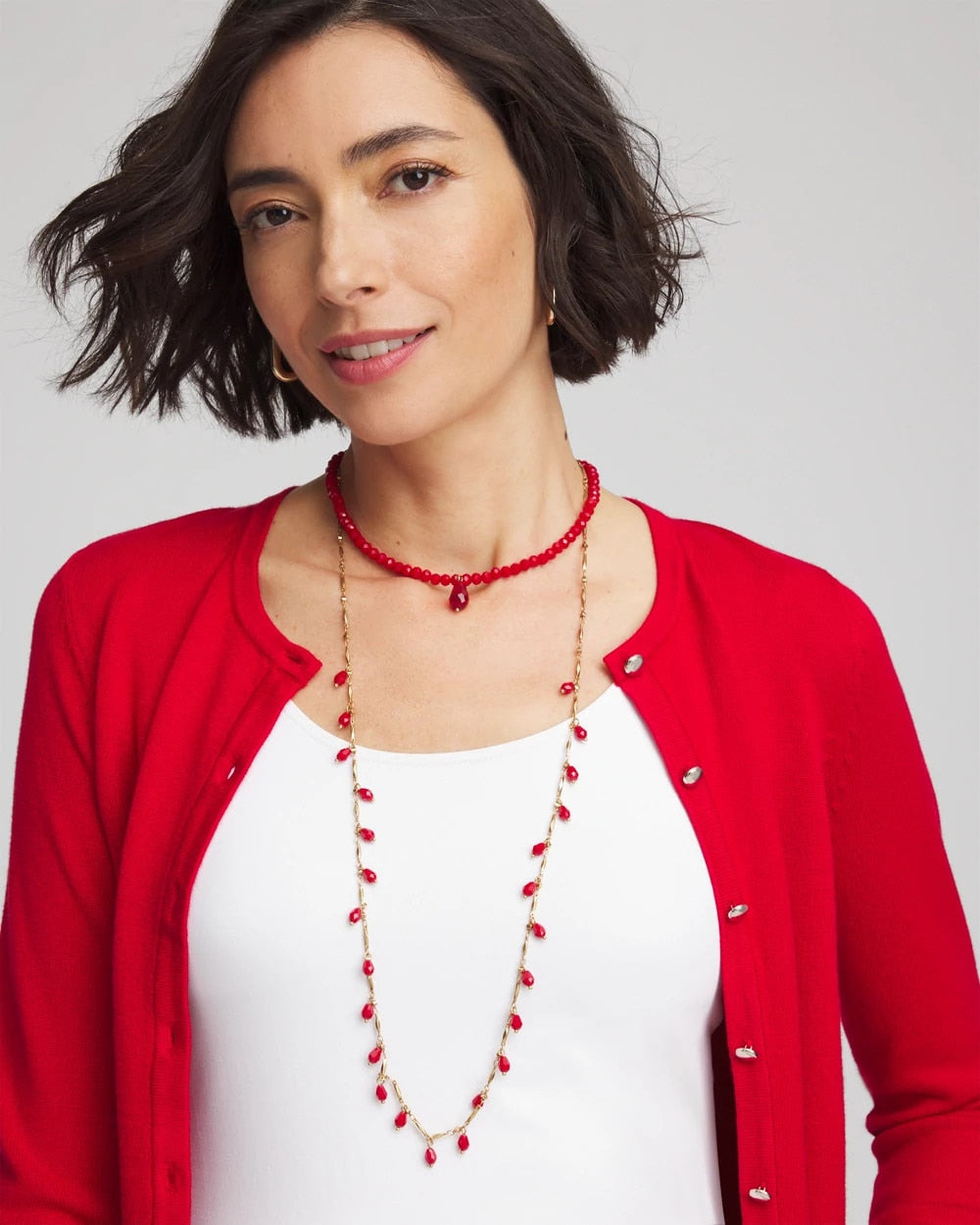 Chico's Jewelry Convertible Red Necklace