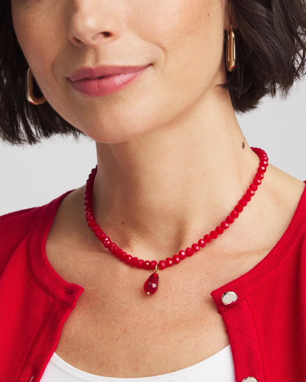 Chico's Jewelry Convertible Red Necklace