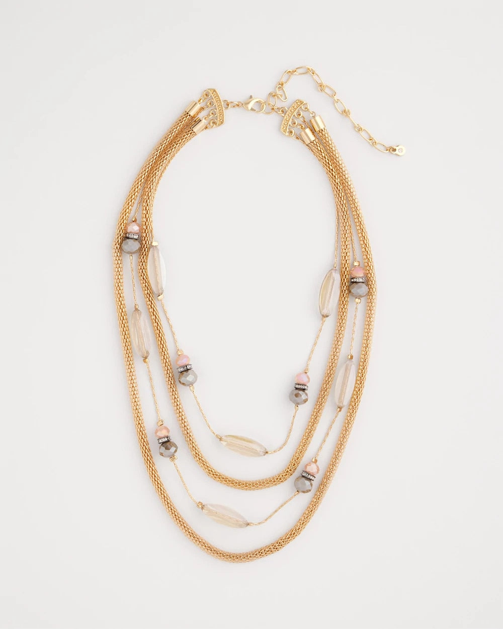 Chico's Jewelry Multistrand Gold & Pink Tone Necklace