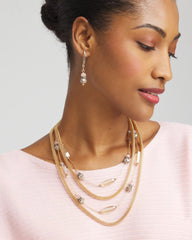 Chico's Jewelry Multistrand Gold & Pink Tone Necklace