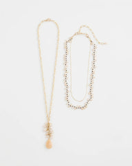 Chico's Jewelry Convertible Rose Quartz Pendant Necklace