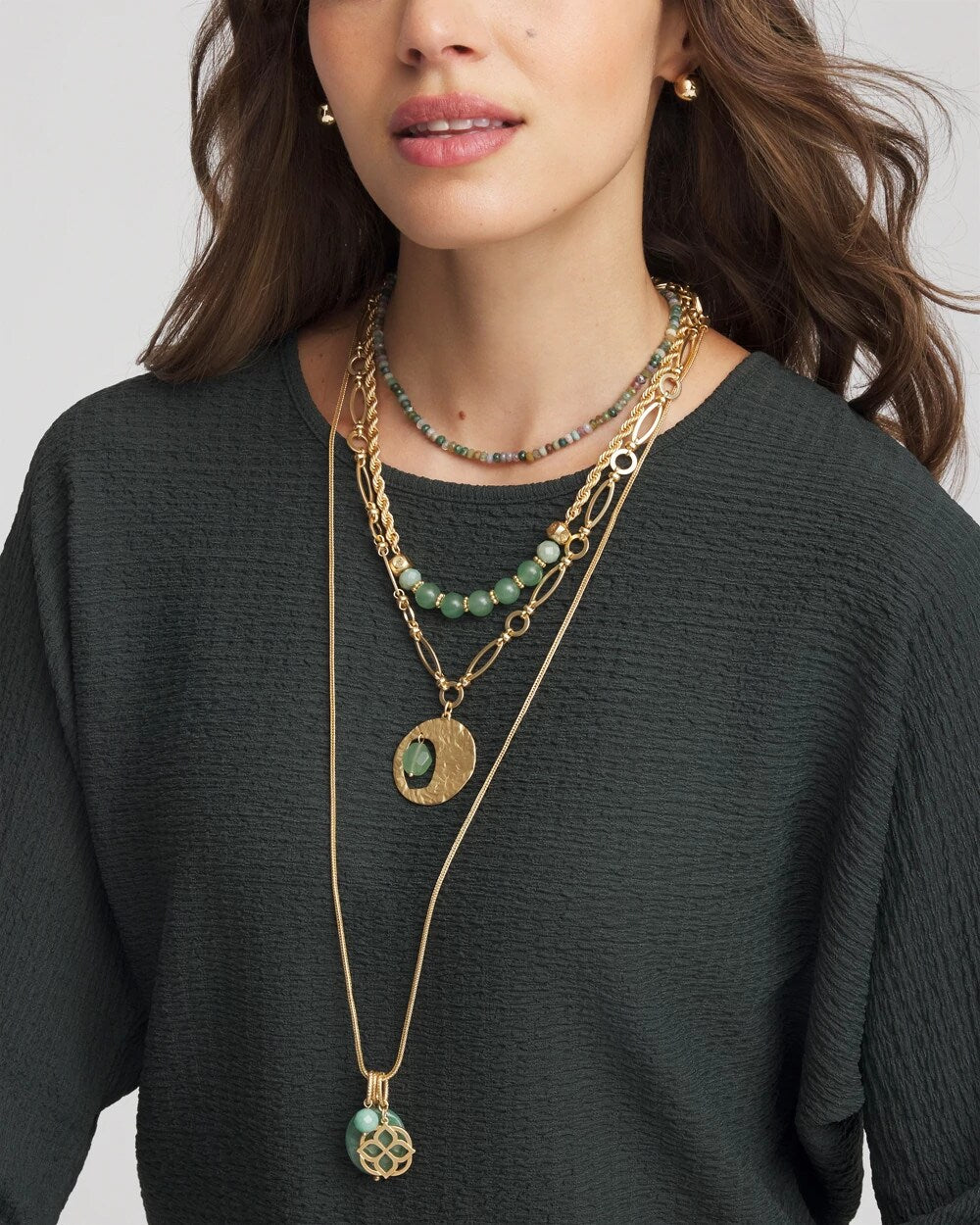 Chico's Jewelry Convertible Triple-Strand Pendant Necklace