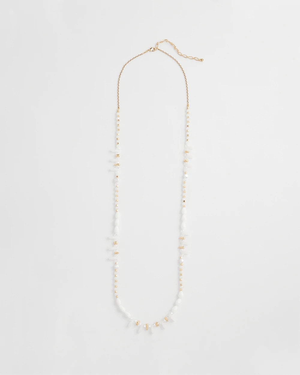 Chico's Jewelry White Beaded Single Strand Necklace