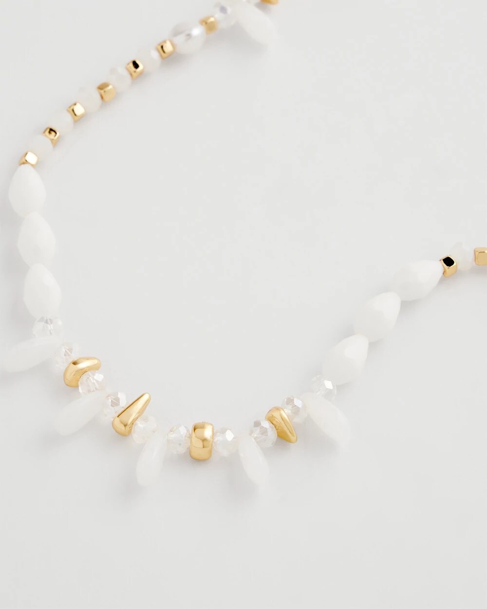 Chico's Jewelry White Beaded Single Strand Necklace