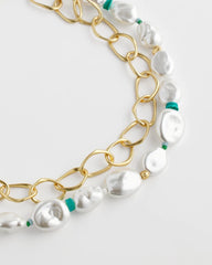 Chico's Jewelry Pearlescent Goldtone Collar Necklace