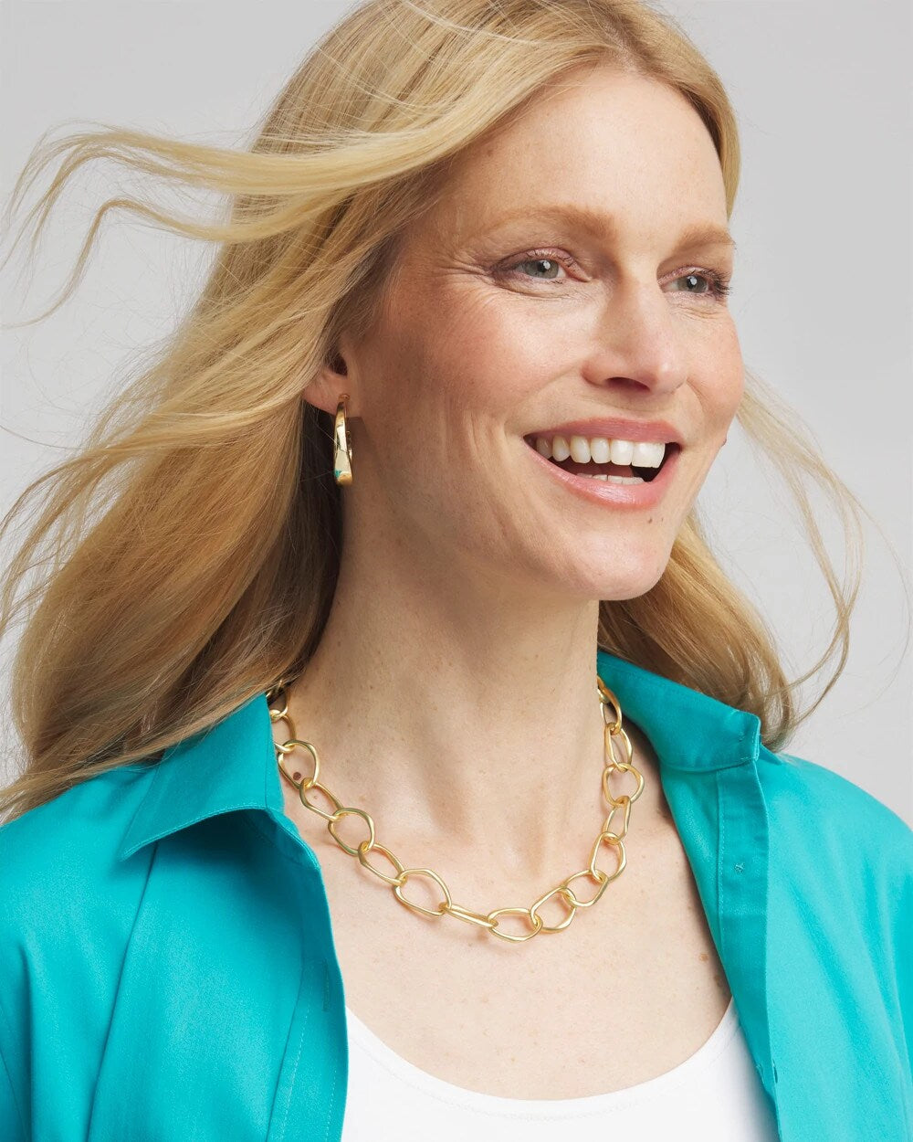 Chico's Jewelry Pearlescent Goldtone Collar Necklace