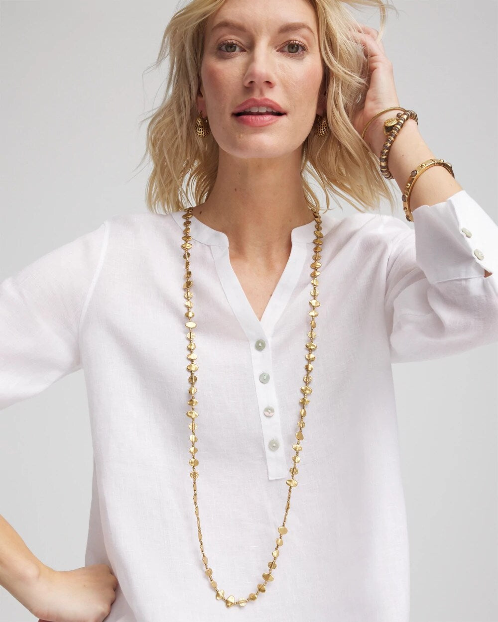 Chico's Jewelry Gold Nugget Single Strand Necklace
