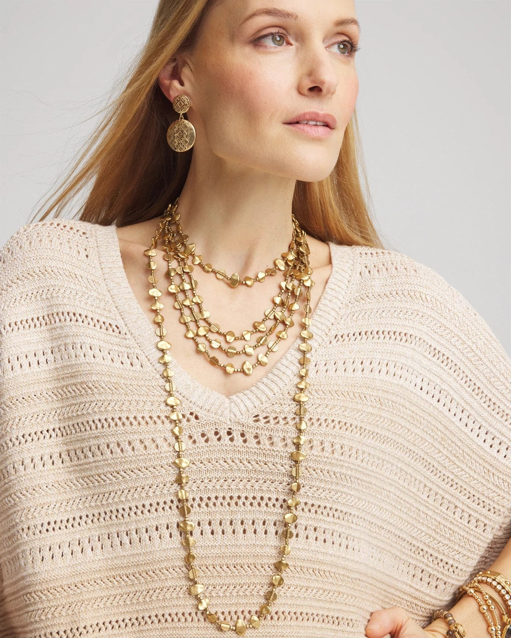 Chico's Jewelry Gold Nugget Single Strand Necklace