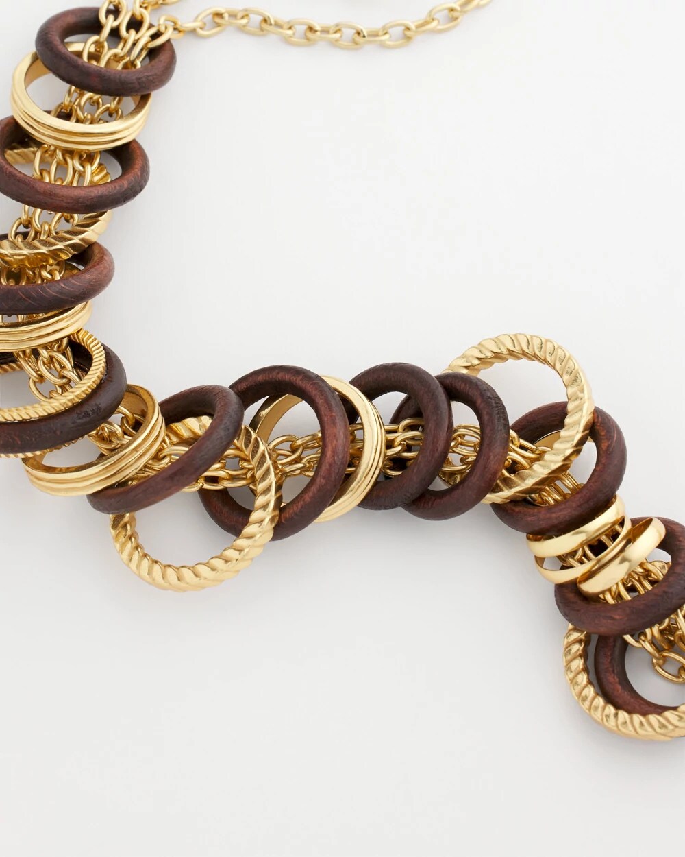 Chico's Jewelry Wood & Gold Short Necklace