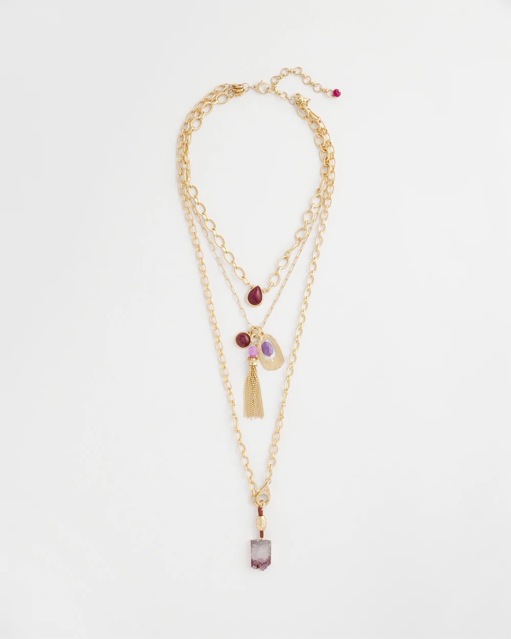 Chico's Jewelry Convertible Three-Strand Stone Pendant Necklace