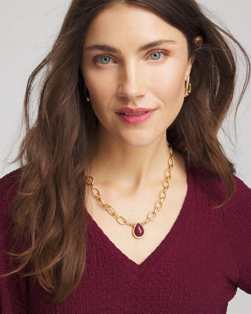Chico's Jewelry Convertible Three-Strand Stone Pendant Necklace