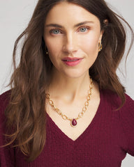Chico's Jewelry Convertible Three-Strand Stone Pendant Necklace
