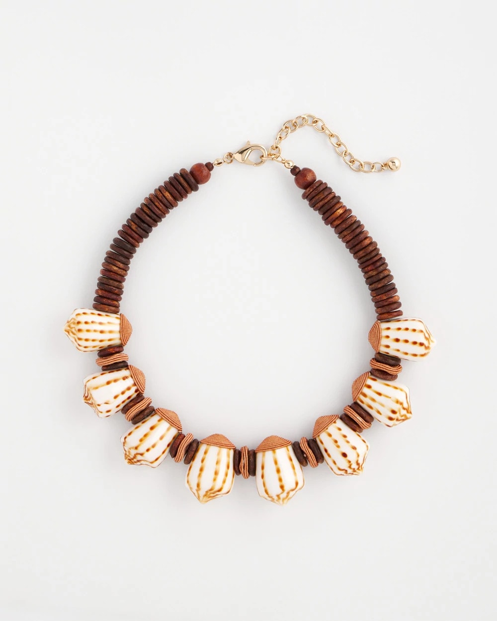 Chico's Jewelry Shell & Wood Bib Necklace