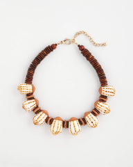 Chico's Jewelry Shell & Wood Bib Necklace