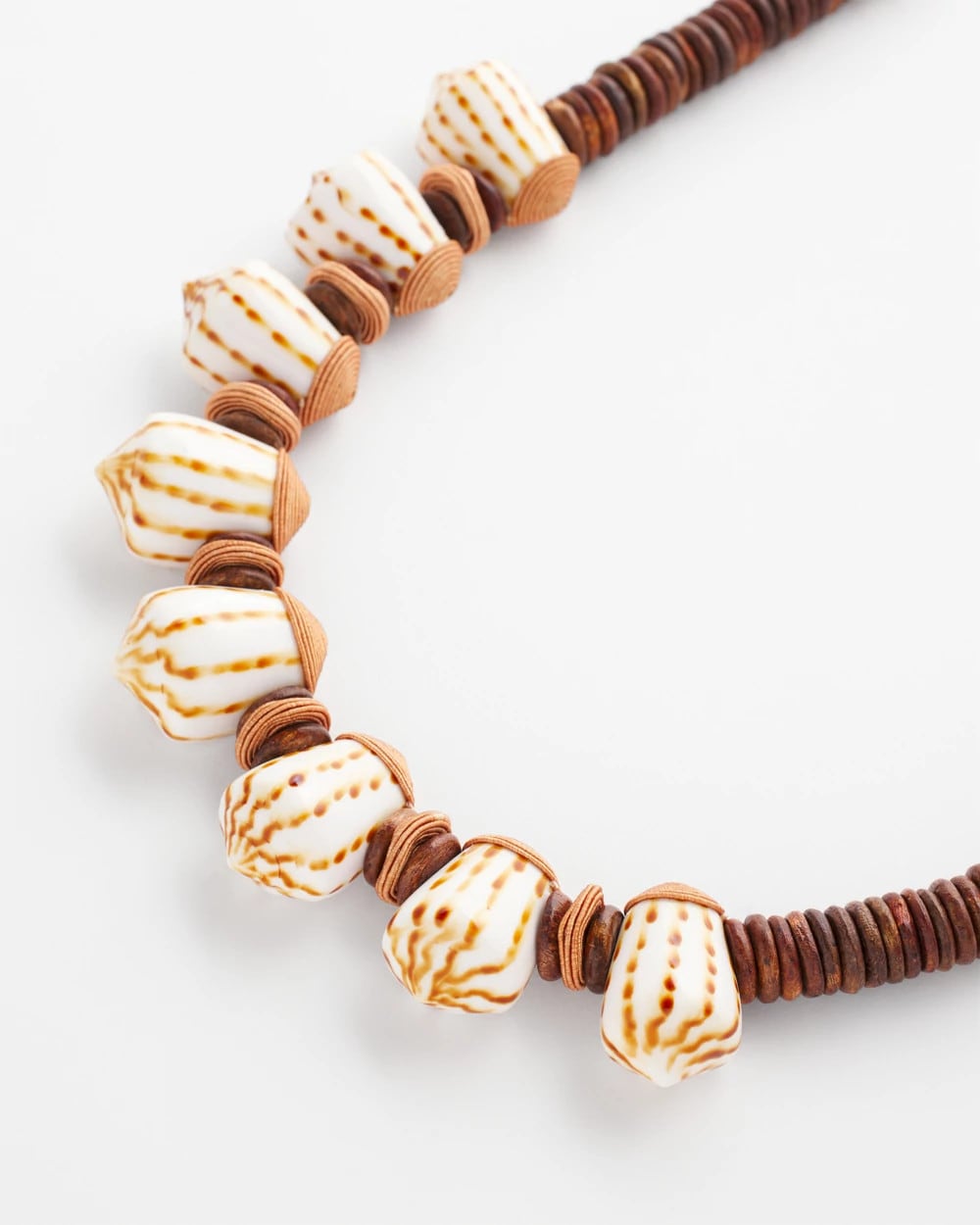 Chico's Jewelry Shell & Wood Bib Necklace