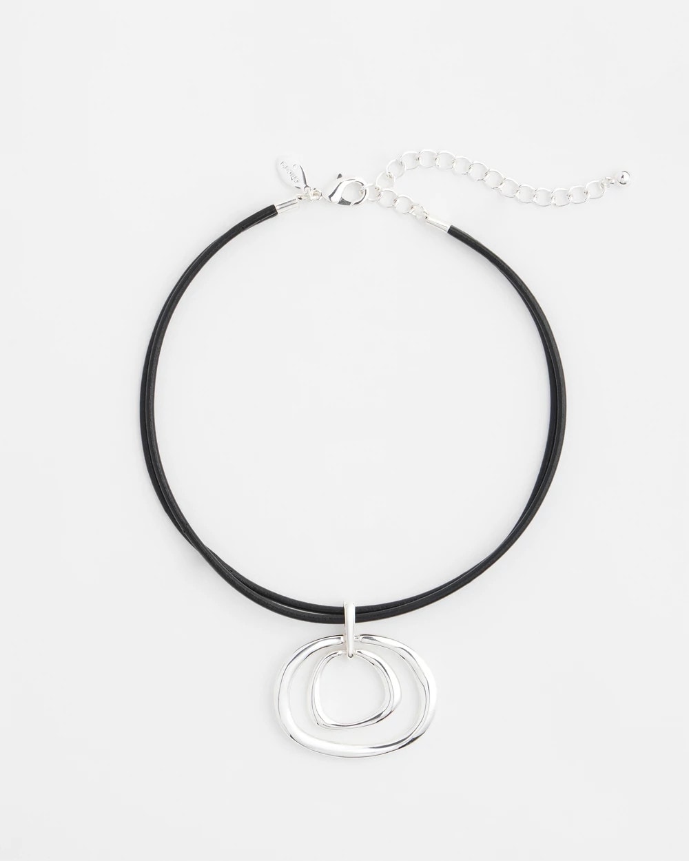 Chico's Jewelry Silver Tone Rings Pendant Necklace