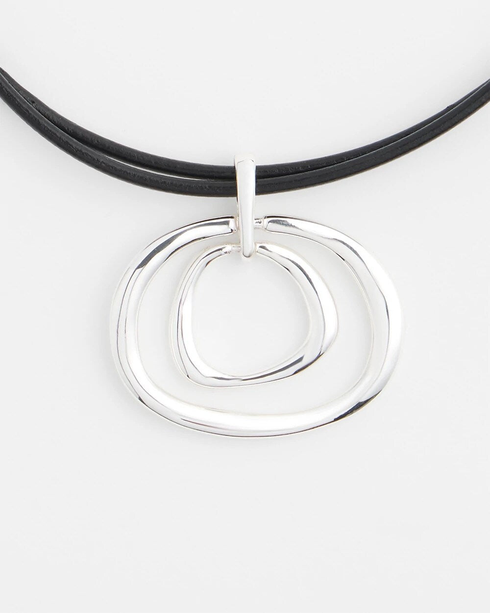 Chico's Jewelry Silver Tone Rings Pendant Necklace