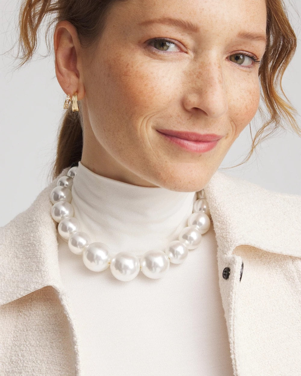 Chico's Jewelry Large Pearl Collar Necklace