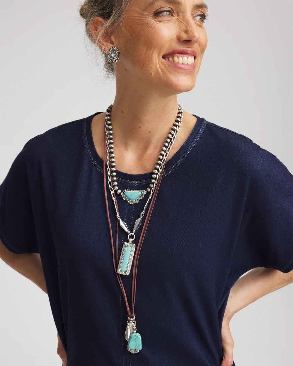 Chico's Jewelry Convertible Turquoise & Charms Motif Necklace