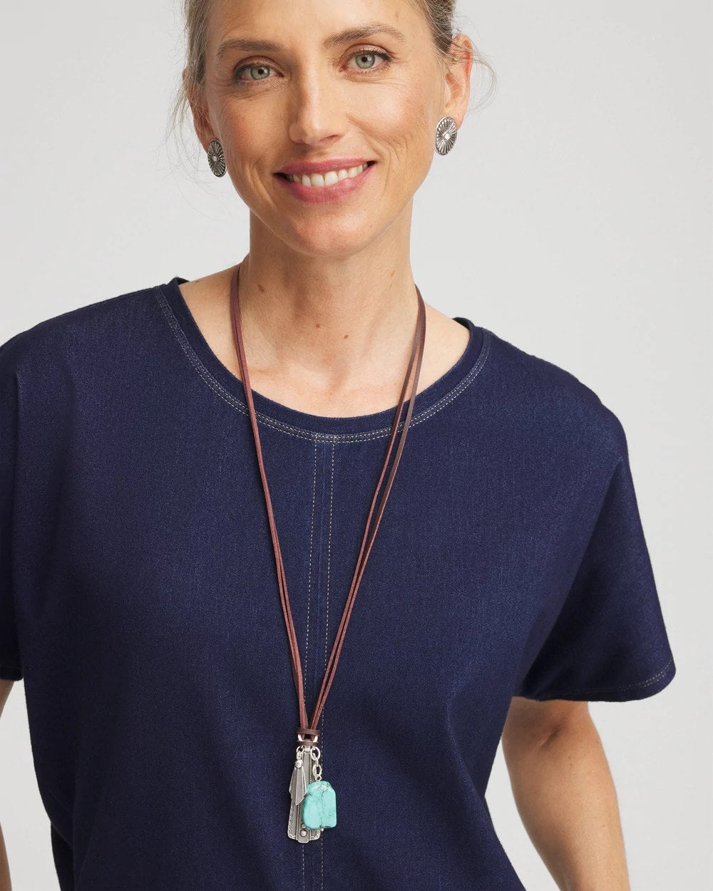 Chico's Jewelry Convertible Turquoise & Charms Motif Necklace