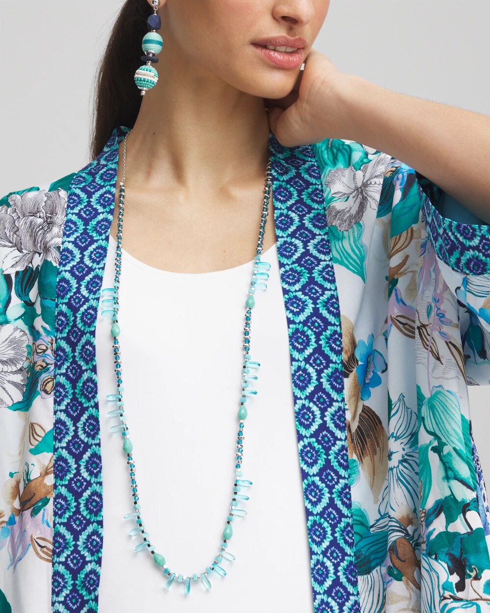 Chico's Jewelry Teal Beaded Single Strand Necklace