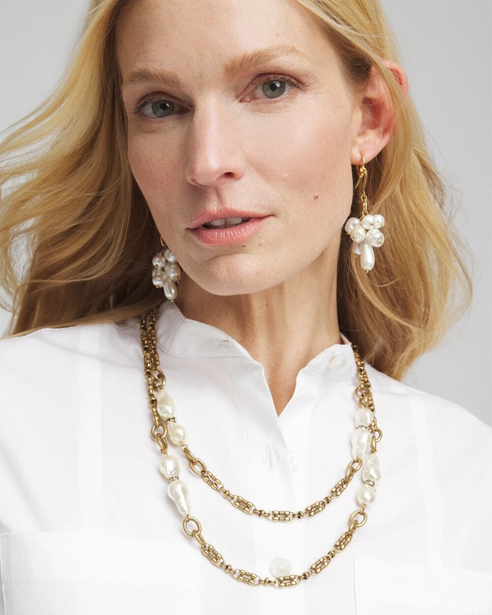 Chico's Jewelry Single Strand Modern Pearl Necklace