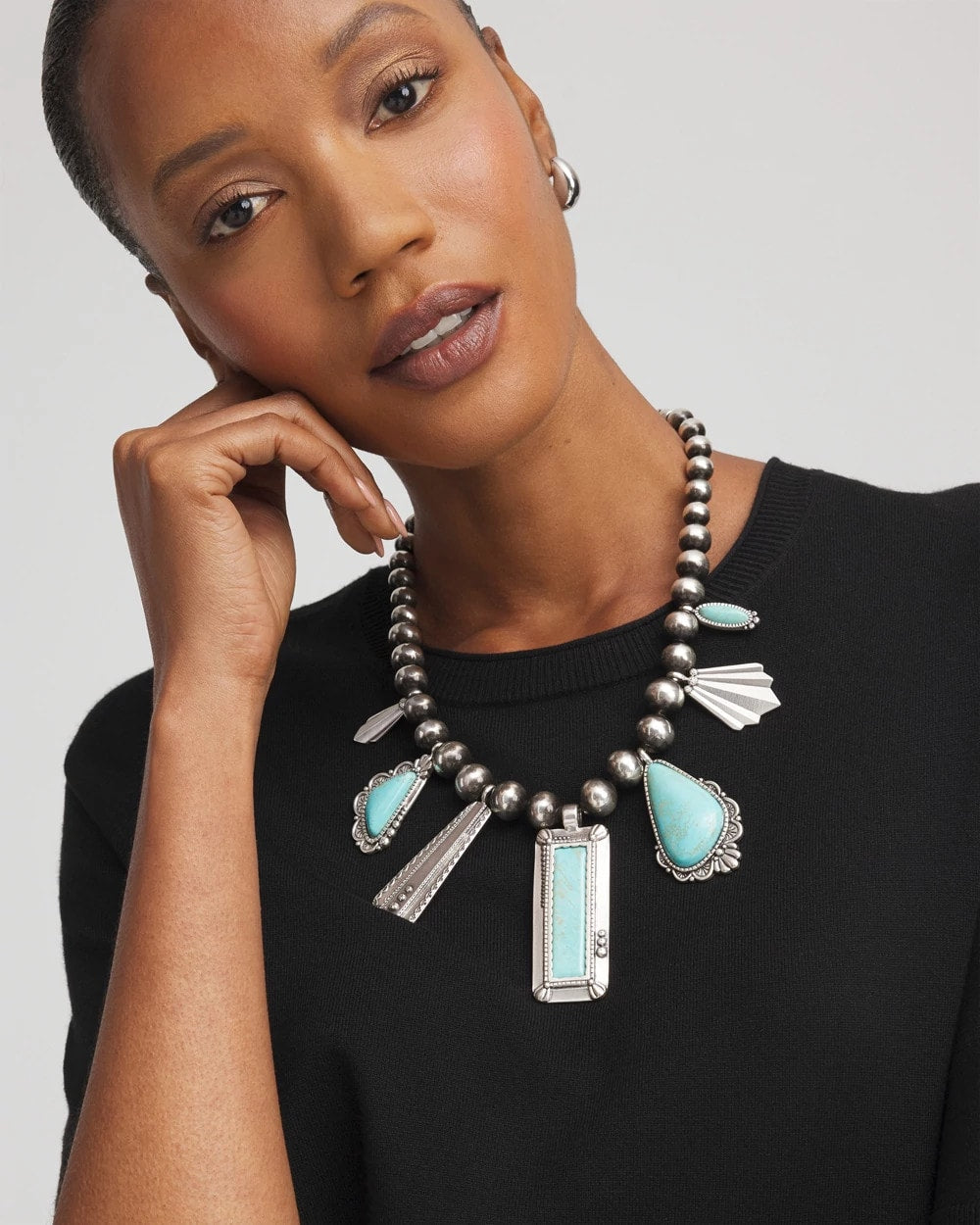 Chico's Jewelry Chico's Originals Turquoise & Charms Motif Collar Necklace