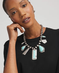 Chico's Jewelry Chico's Originals Turquoise & Charms Motif Collar Necklace