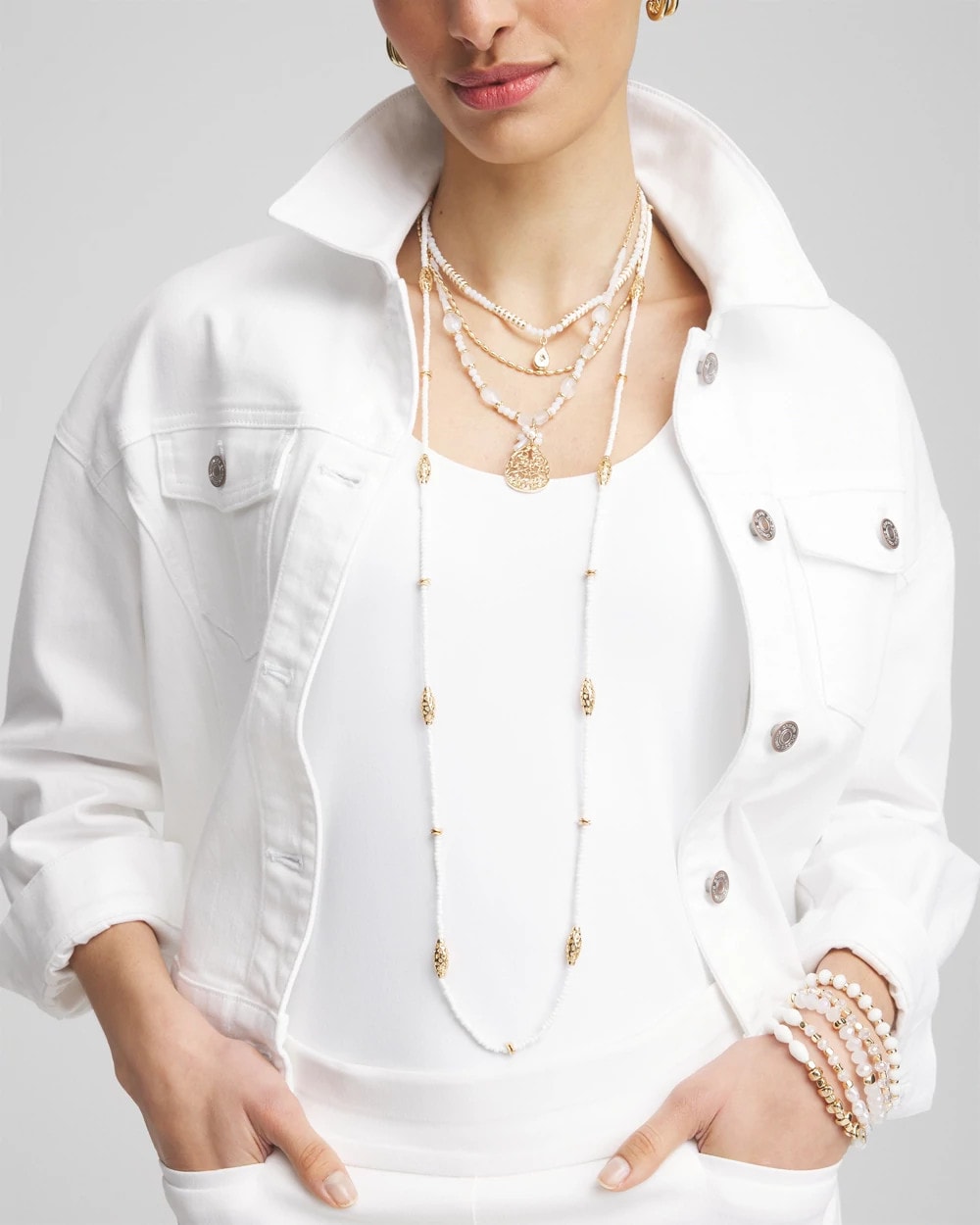 Chico's Jewelry Convertible Beaded Pendant Necklace