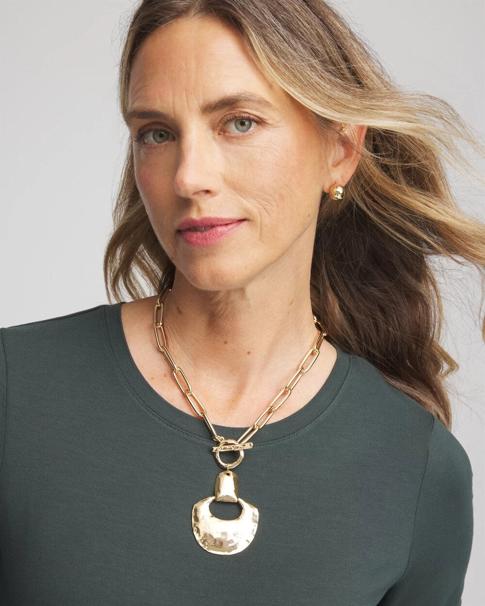 Chico's Jewelry Goldtone Toggle Pendant Necklace