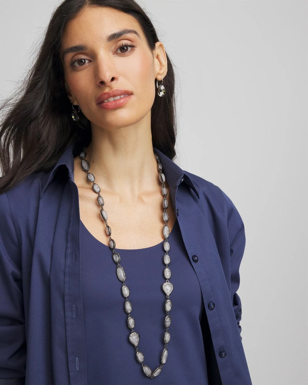 Chico's Jewelry Frosted Quartz Single Strand Necklace