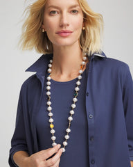 Chico's Jewelry Beaded Faux Pearl Single-Strand Necklace
