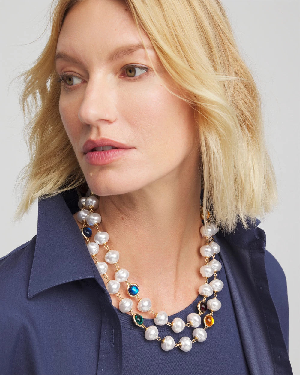 Chico's Jewelry Beaded Faux Pearl Single-Strand Necklace