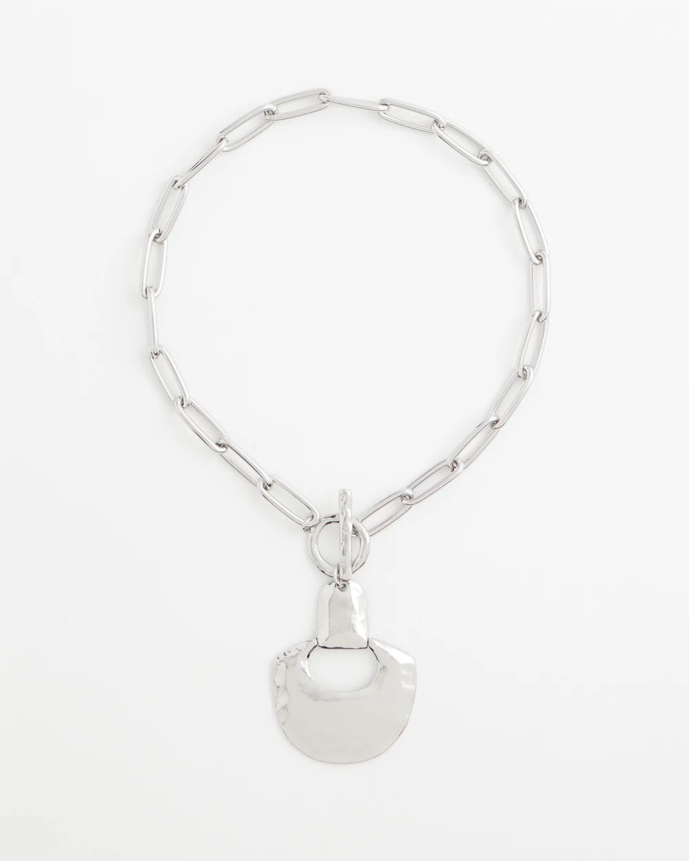 Chico's Jewelry Silvertone Toggle Pendant Necklace