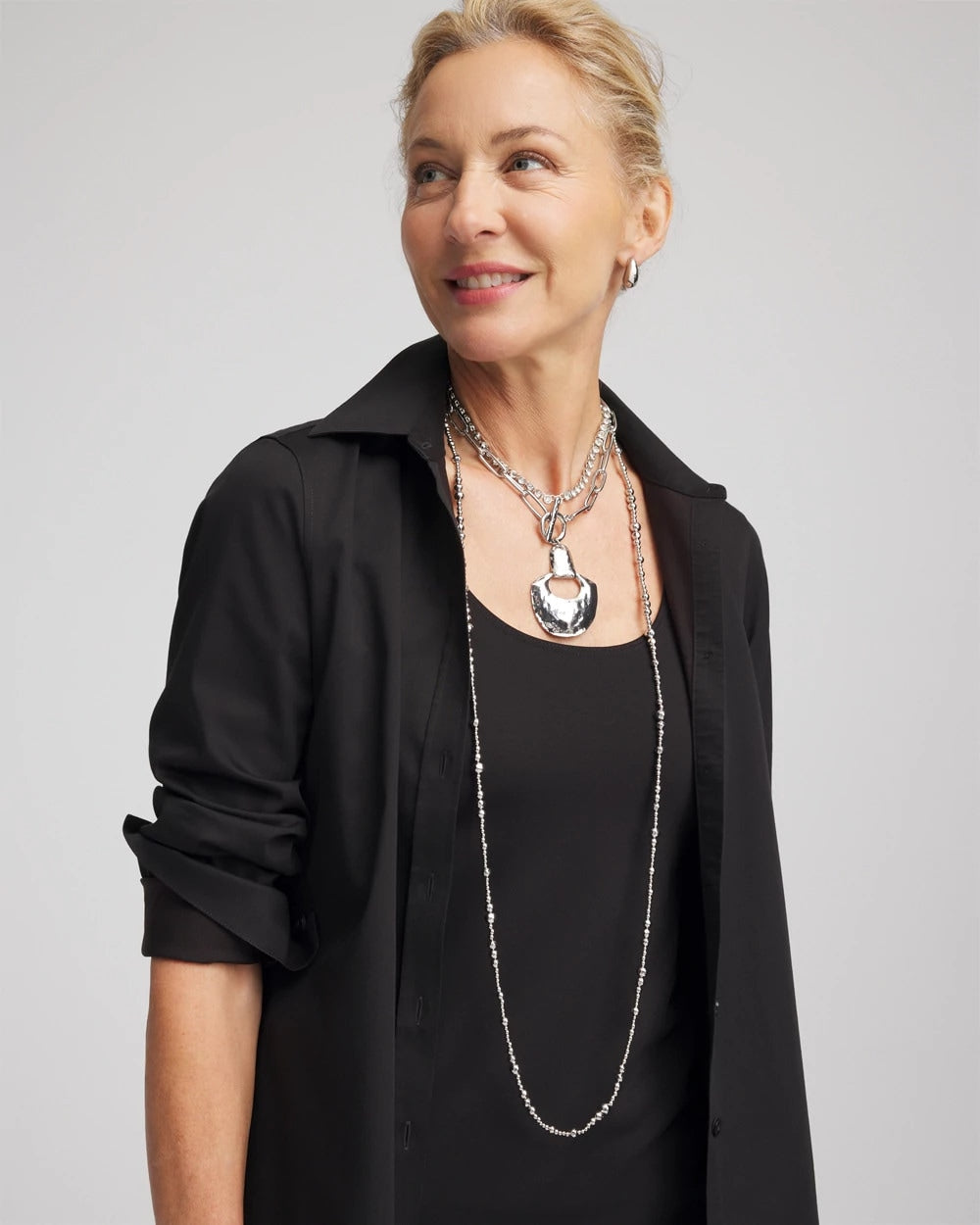 Chico's Jewelry Silvertone Toggle Pendant Necklace