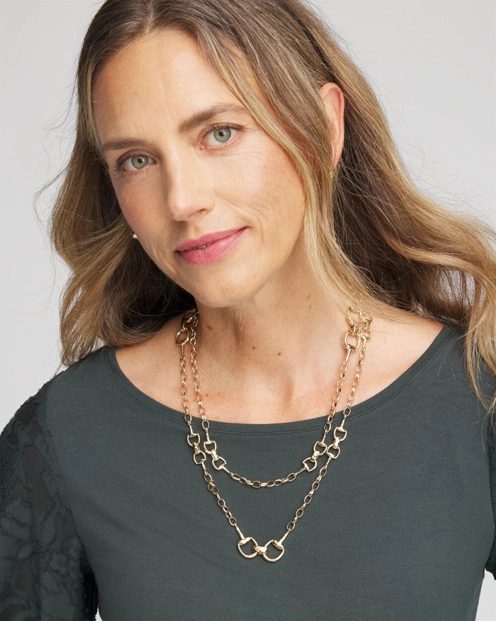Chico's Jewelry Equestrian Horsebit Long Link Necklace