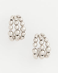Chico's Jewelry Silver Beaded Mini Hoop Earrings