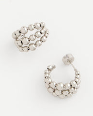Chico's Jewelry Silver Beaded Mini Hoop Earrings