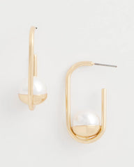 Chico's Jewelry Pearl Gold Hoop Earrings