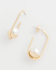 Chico's Jewelry Pearl Gold Hoop Earrings