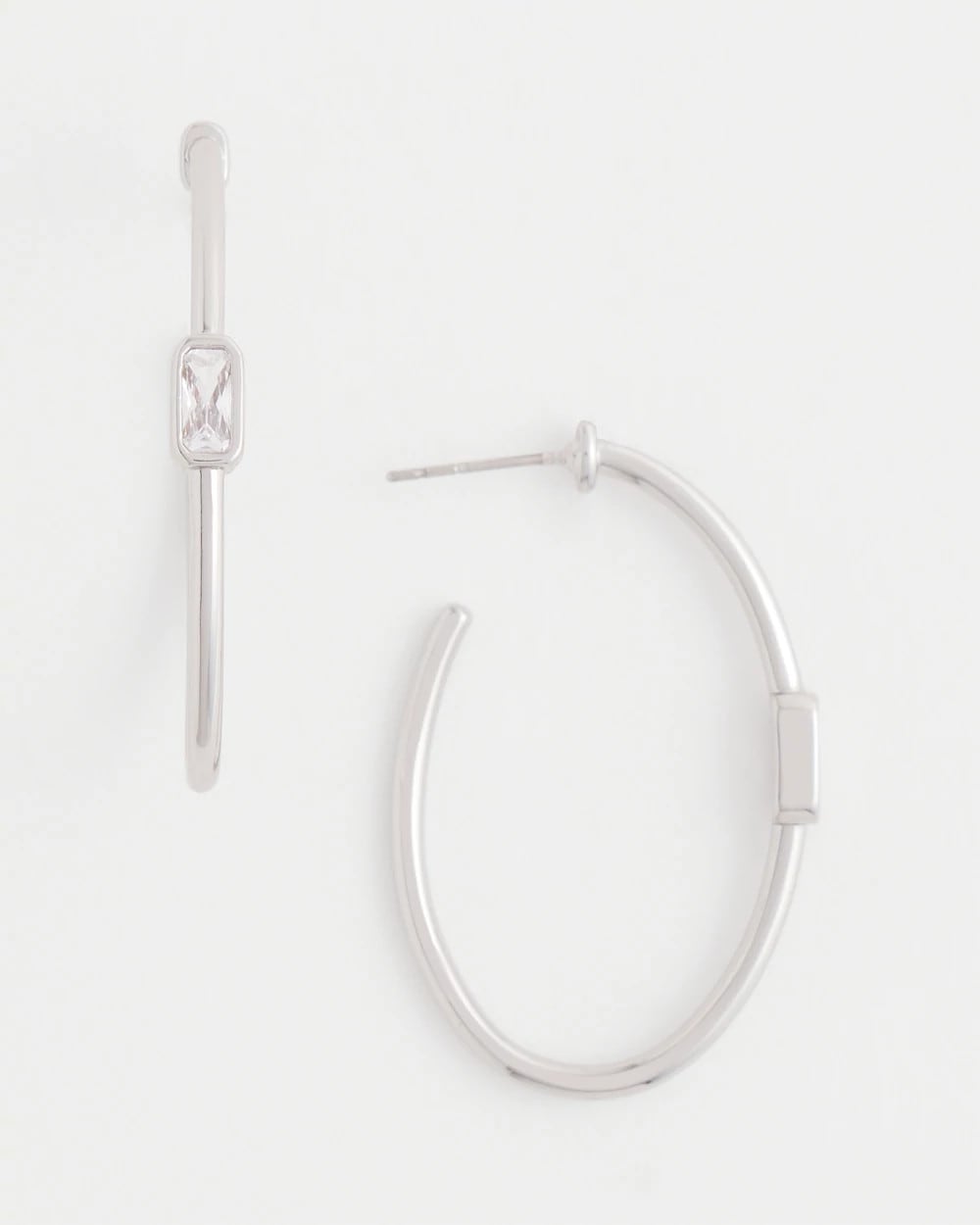 Chico's Jewelry Silver Oval Hoop Earrings