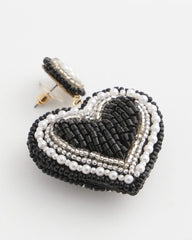 Chico's Jewelry Black Beaded Heart Drop Earrings