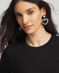 Chico's Jewelry Black Beaded Heart Drop Earrings