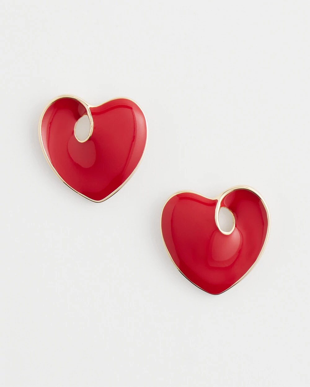 Chico's Jewelry Red Enamel Heart Stud Earrings