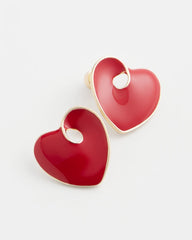 Chico's Jewelry Red Enamel Heart Stud Earrings