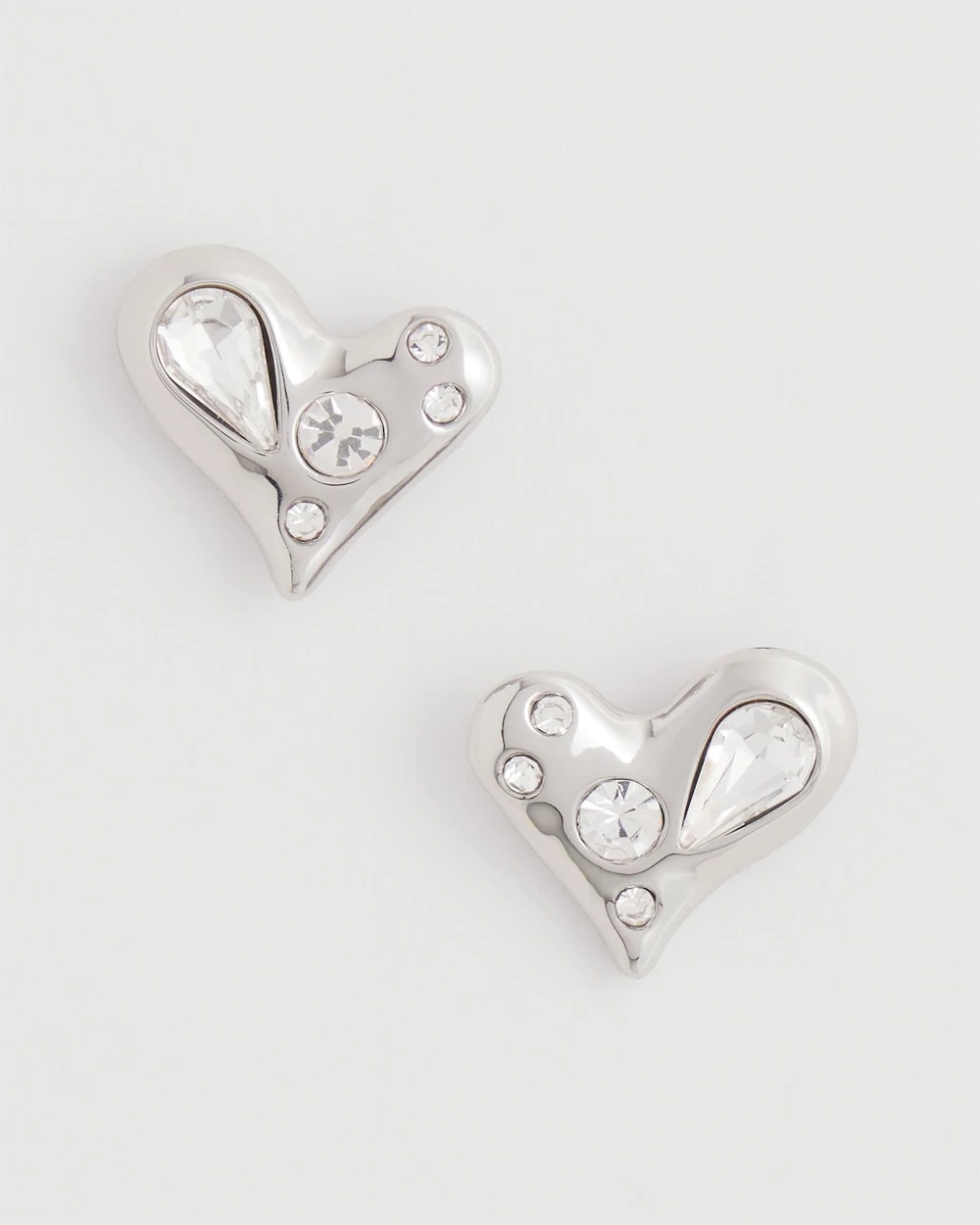 Chico's Jewelry Mini Bejeweled Heart Stud Earrings