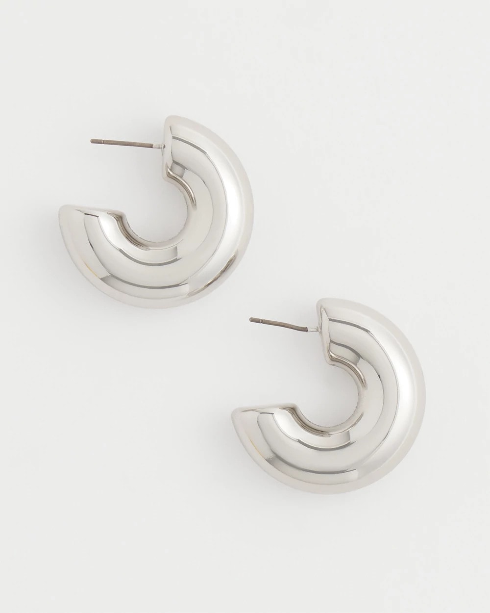 Chico's Jewelry Silver Puff Hoop Earrings