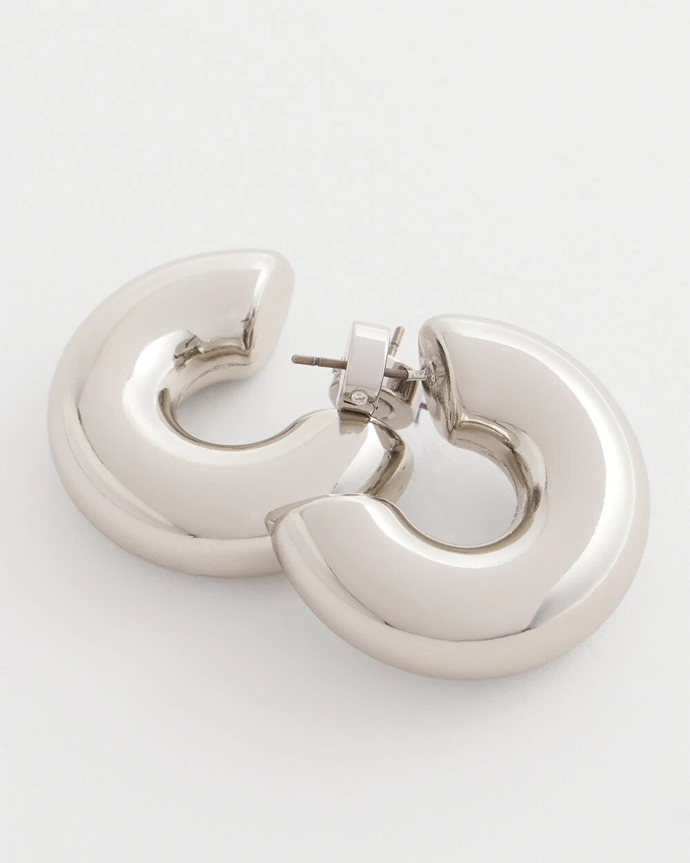 Chico's Jewelry Silver Puff Hoop Earrings