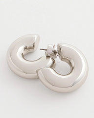 Chico's Jewelry Silver Puff Hoop Earrings